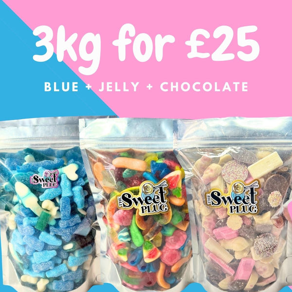 3kg for £25! 1kg Blue + 1kg Jelly + 1kg Chocolate