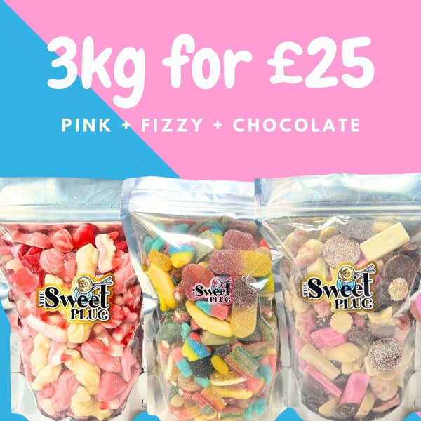 3kg for £25! 1kg Pink + 1kg Fizzy + 1kg Chocolate