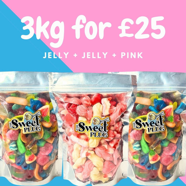 3kg for £25! 1kg Jelly + 1kg Jelly + 1kg Pink