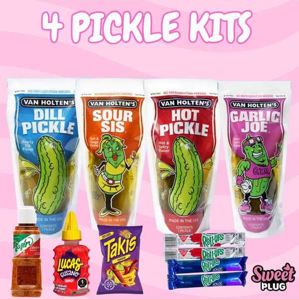 4 x Pickle Kits - Dill + Sour + Hot + Garlic Joe + Tajin + Chamoy + Fruit Roll + Takis