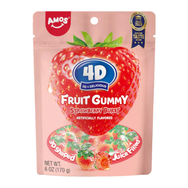 Amos 4D Fruit Gummy Burst Candy Bag - 6oz (170g)