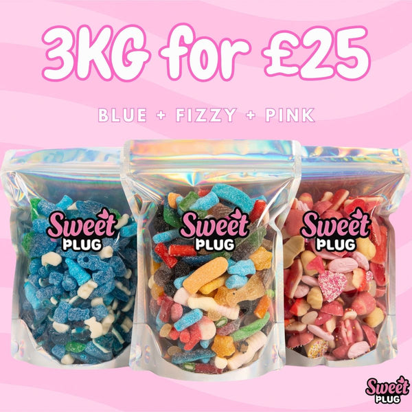 3KG for £25! 1kg Blue + 1kg Fizzy + 1kg Pink