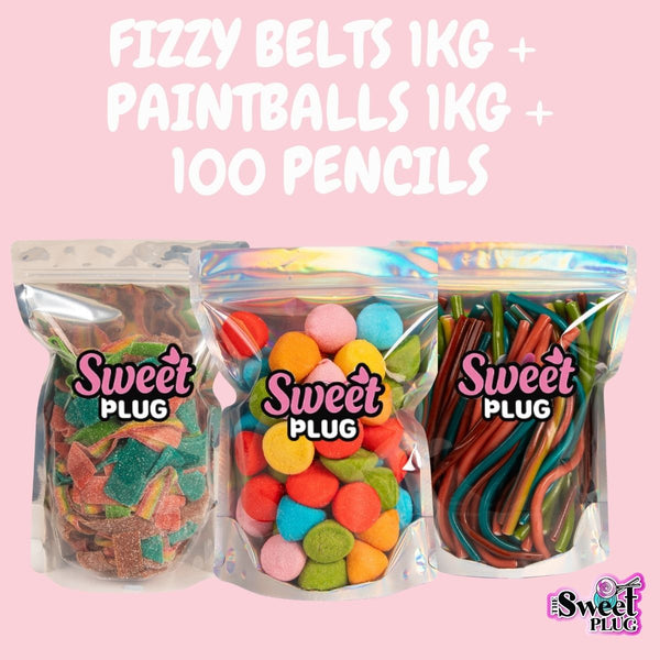 Fizzy Belts 1kg + Paintballs 1kg + 100 Pencils