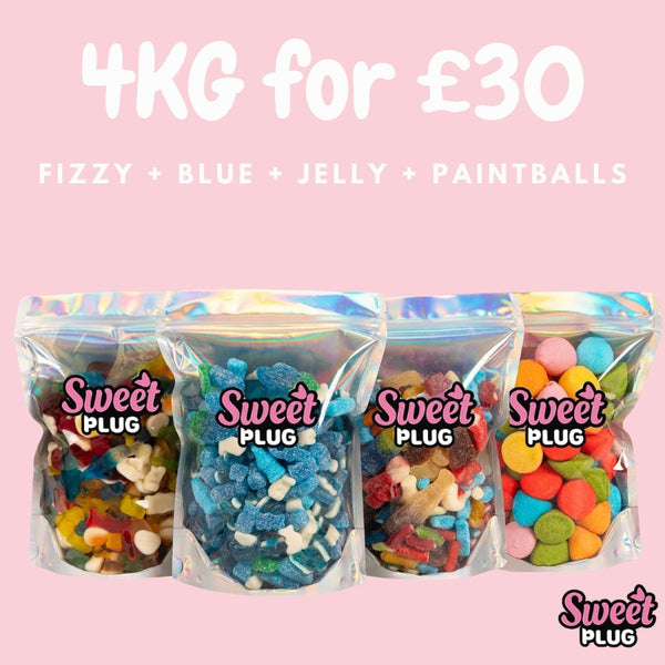 4kg Sweet Bundle - 1kg Fizzy + 1kg Blue + 1kg Jelly + 1kg Paintballs