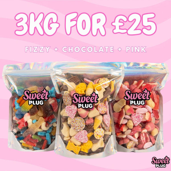 3kg for £25! 1kg Pink + 1kg Fizzy + 1kg Chocolate