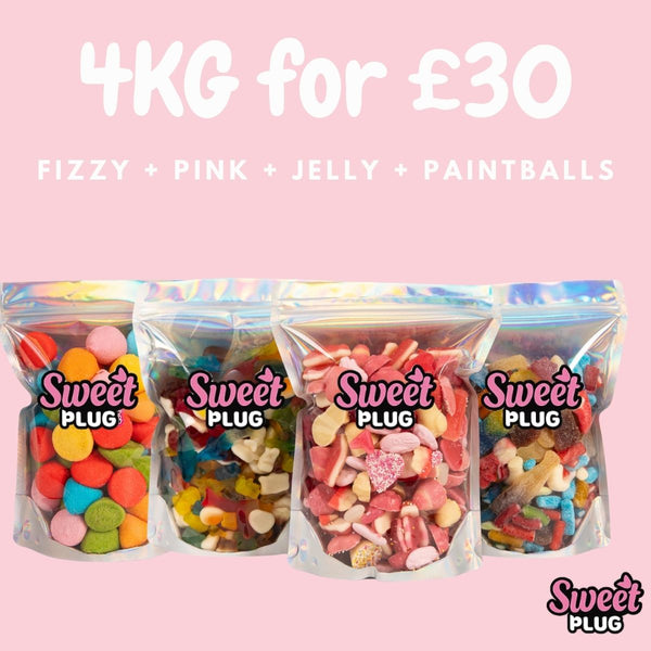4kg Sweet Bundle - 1kg Fizzy + 1kg Pink + 1kg Jelly + 1kg Paintballs