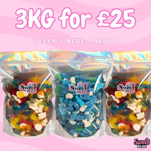 3kg for £25! 1kg Jelly + 1kg Jelly + 1kg Blue