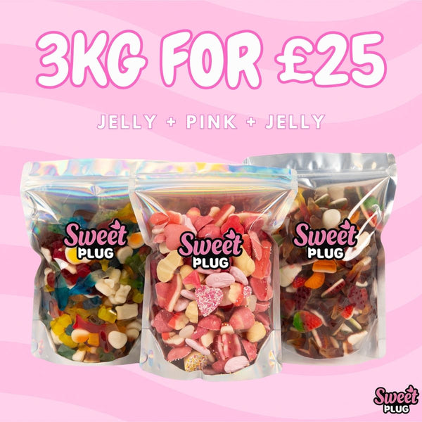 3kg for £25! 1kg Jelly + 1kg Jelly + 1kg Pink