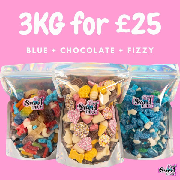 3kg for £25! 1kg Blue + 1kg Fizzy + 1kg Chocolate