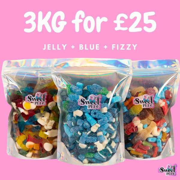 3kg for £25! 1kg Fizzy + 1kg Jelly + 1kg Blue