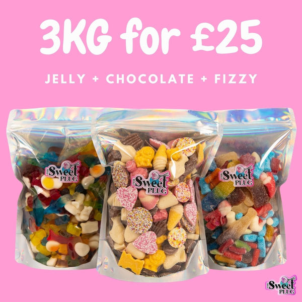 3kg for £25! 1kg Fizzy+ 1kg Jelly + 1kg Chocolate